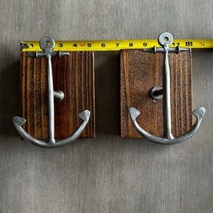 Silver Anchor Wall Hooks set of 2